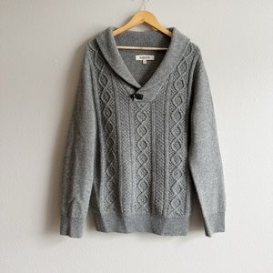 Barque Men’s Gray Wool Cable Knit Cowl Neck Sweater Size Medium